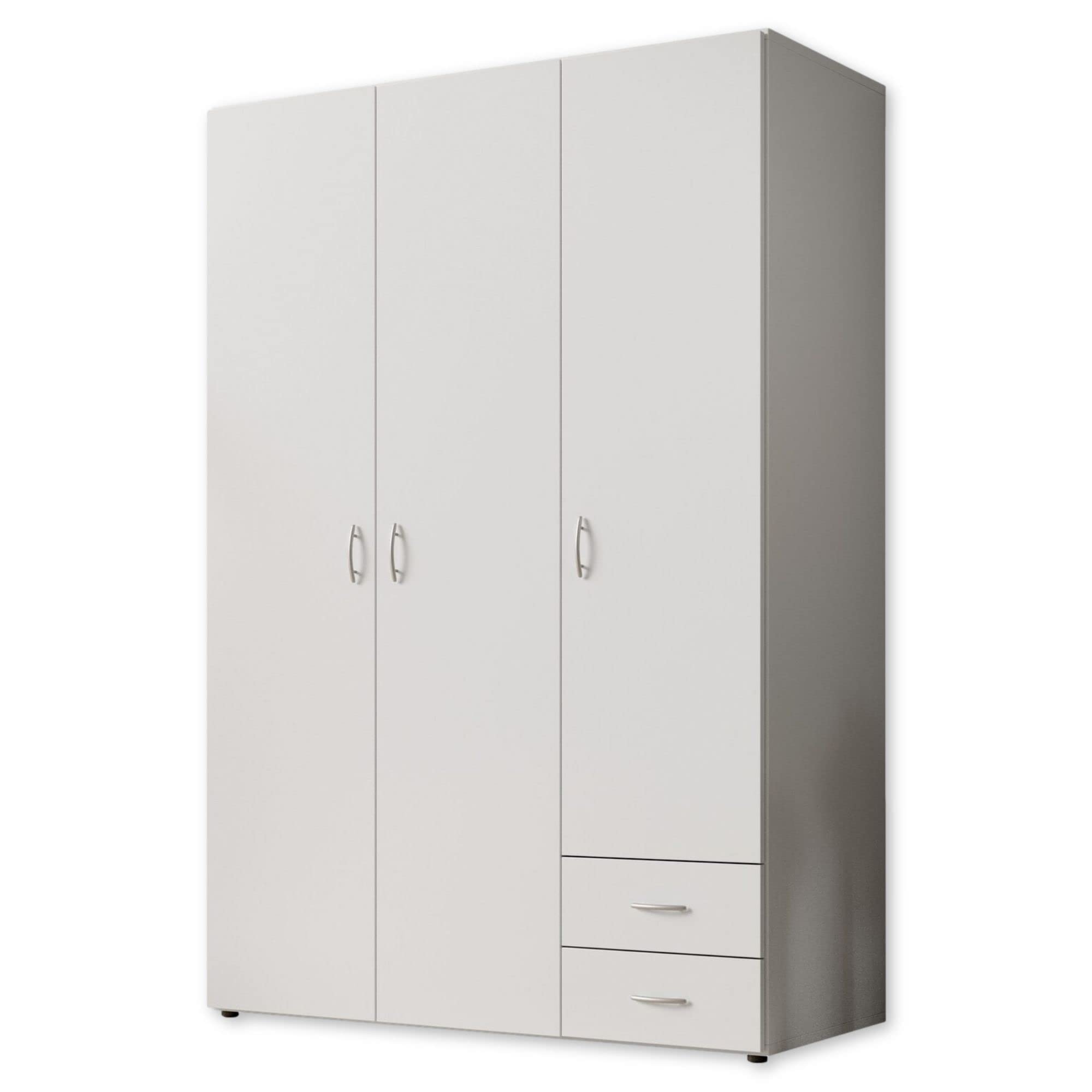Stella Trading BASE Zeitloser Kleiderschrank in drei verschiedenen Größen - Vielseitiger Drehtürenschrank in Weiß - 160 x 177 x 52 cm (B/H/T)