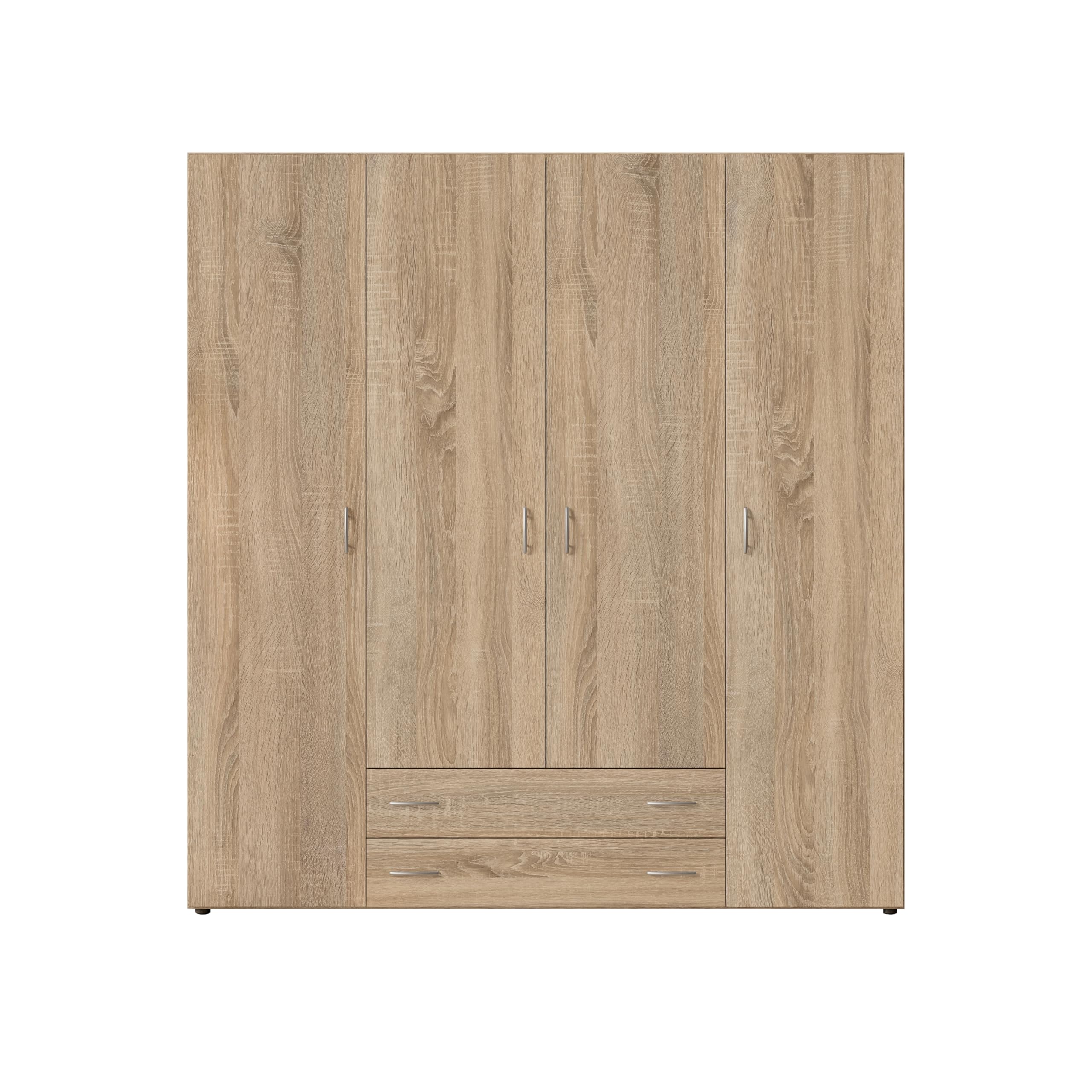 Stella Trading BASE Zeitloser Kleiderschrank in drei verschiedenen Größen - Vielseitiger Drehtürenschrank in Weiß - 160 x 177 x 52 cm (B/H/T)